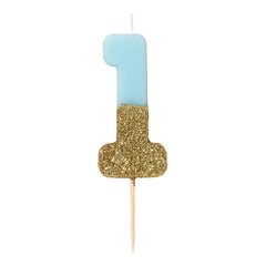 Glitter Dipped Number 1 Candle
