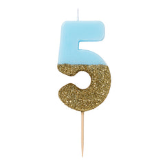 Glitter Dipped Number 5 Candle