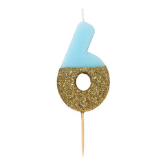 Glitter Dipped Number 6 Candle