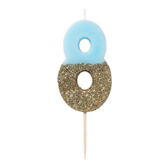 Glitter Dipped Number 8 Candle