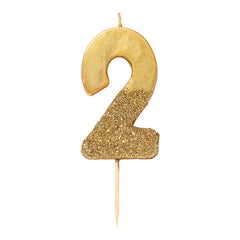 Glitter Dipped Number 2 Candle