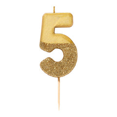 Glitter Dipped Number 5 Candle