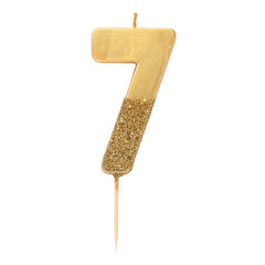 Glitter Dipped Number 7 Candle