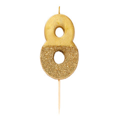 Glitter Dipped Number 8 Candle