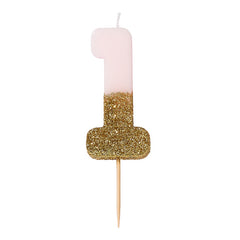 Glitter Dipped Number 1 Candle
