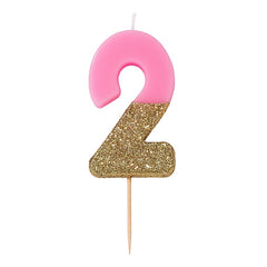 Glitter Dipped Number 2 Candle