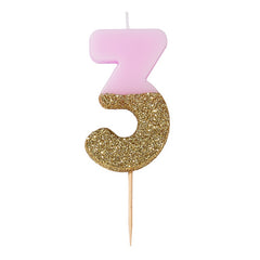 Glitter Dipper Number 3 Candle