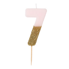 Glitter Dipped Number 7 Candle