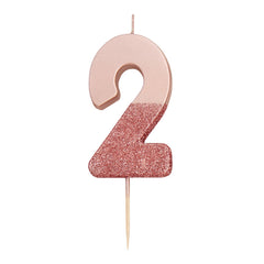 Glitter Dipped Number 2 Candle