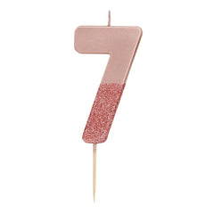 Glitter Dipped Number 7 Candle