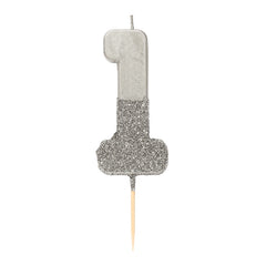 Glitter Dipped Number 1 Candle