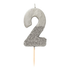 Glitter Dipped Number 2 Candle