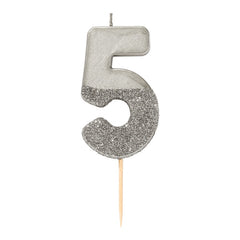 Glitter Dipped Number 5 Candle