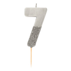 Glitter Dipped Number 7 Candle