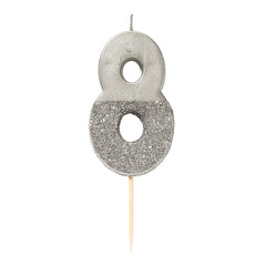 Glitter Dipped Number 8 Candle