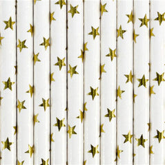 Gold Stars Paper Straws