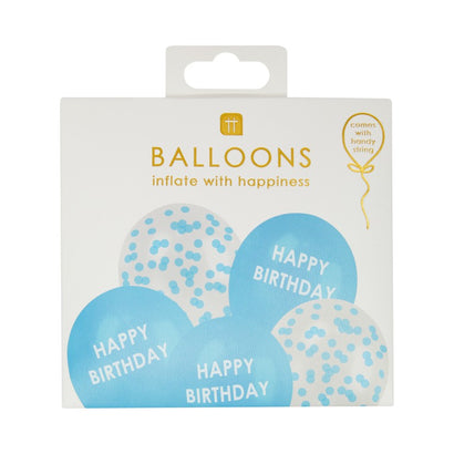 Blue Happy Birthday Confetti Balloons