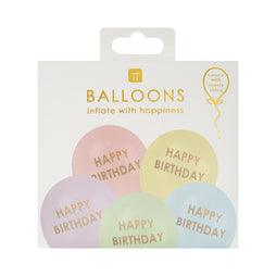 Pastel Happy Birthday Balloons