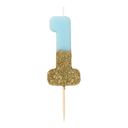 Glitter Dipped Number 1 Candle