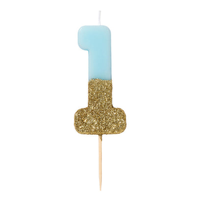 Glitter Dipped Number 1 Candle