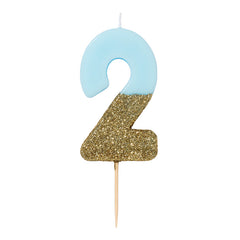 Glitter Dipped Number 2 Candle