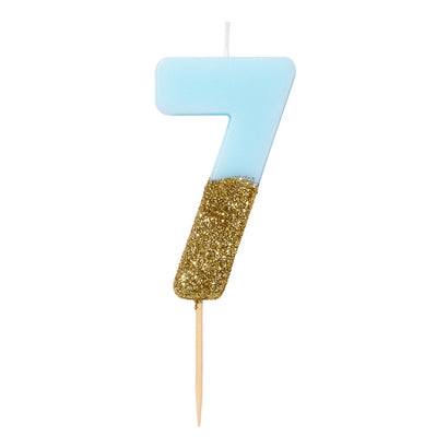 Glitter Dipped Number 7 Candle