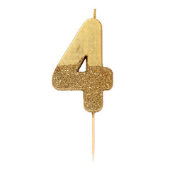 Glitter Dipped Number 4 Candle