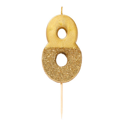 Glitter Dipped Number 8 Candle