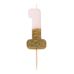 Glitter Dipped Number 1 Candle