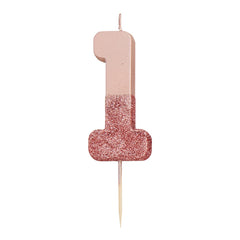Glitter Dipped Number 1 Candle