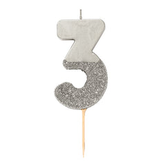 Glitter Dipper Number 3 Candle