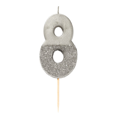 Glitter Dipped Number 8 Candle
