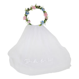 Bride to Be Hen Party Veil with Floral Crown