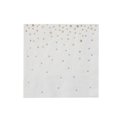 Gold Metallic Stars Cocktail Napkins