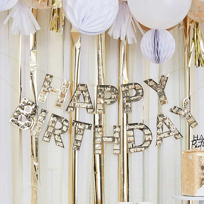 Gold and White Streamer Backdrop