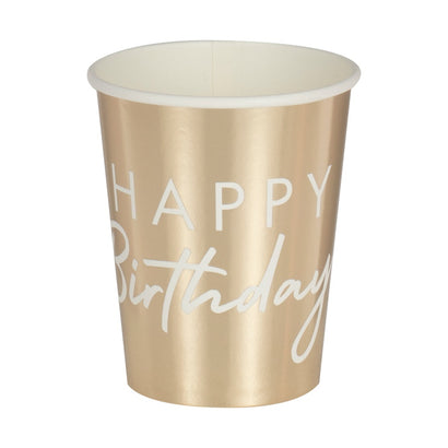 Gold Happy Birthday Cups