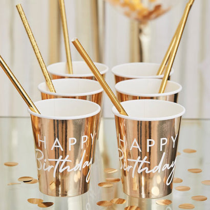 Gold Happy Birthday Cups