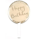 Happy Birthday Cream Foil Cake Topper