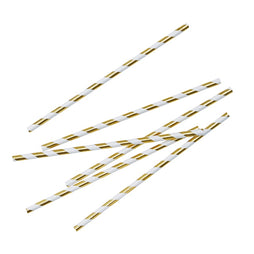 Gold Metallic Striped Straws