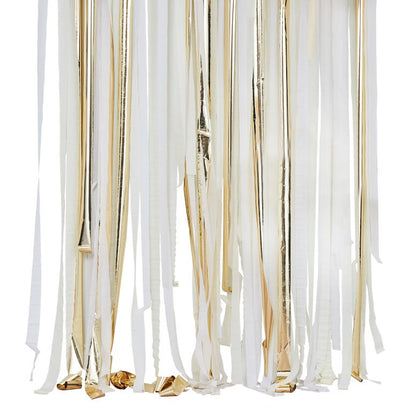 Gold and White Streamer Backdrop