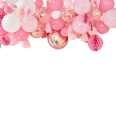 Pink & Peach Balloon & Fan Garland Kit