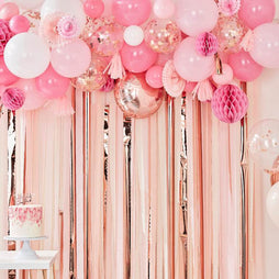 Pink & Peach Balloon & Fan Garland Kit