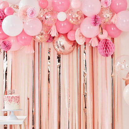 Pink & Peach Balloon & Fan Garland Kit