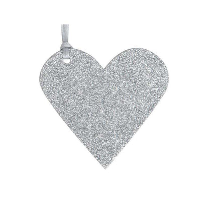 Silver Glitter Heart Tag