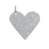 Silver Glitter Heart Tag