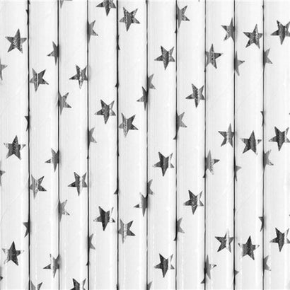 Silver Stars Paper Straws