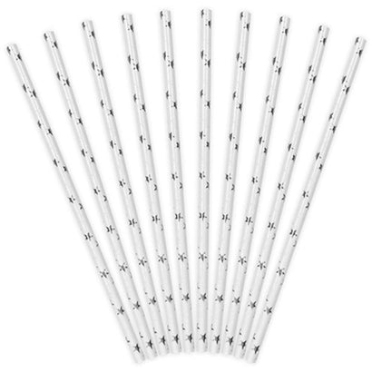Silver Stars Paper Straws