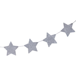 Wooden Silver Star Glitter Bunting