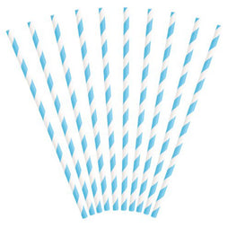 Pale Blue Striped Straws