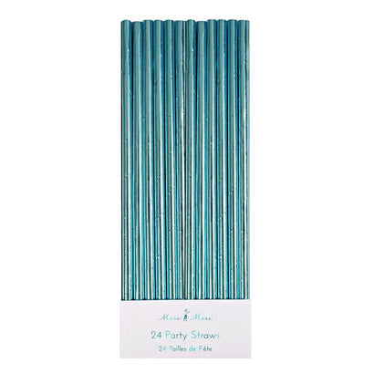 Aqua Foil Party Straws
